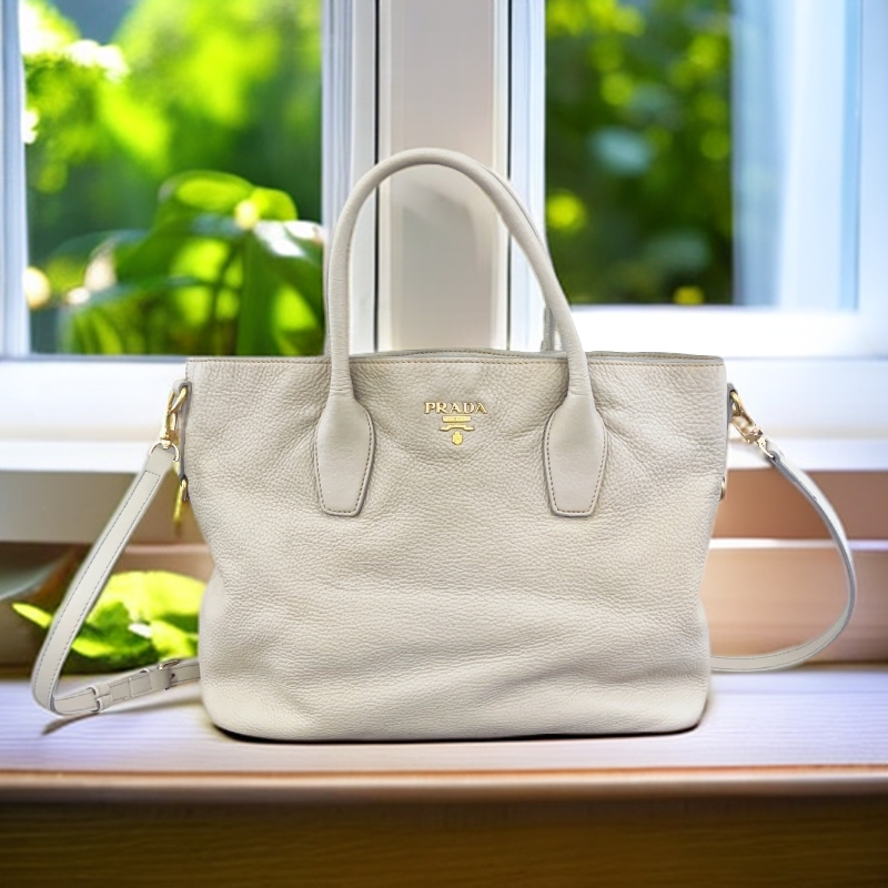 95新 Prada/普拉达 灰色手提包1785 7828