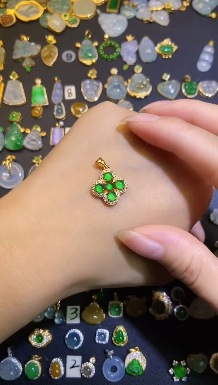 翡翠银S925镶嵌吊坠(不含链)1