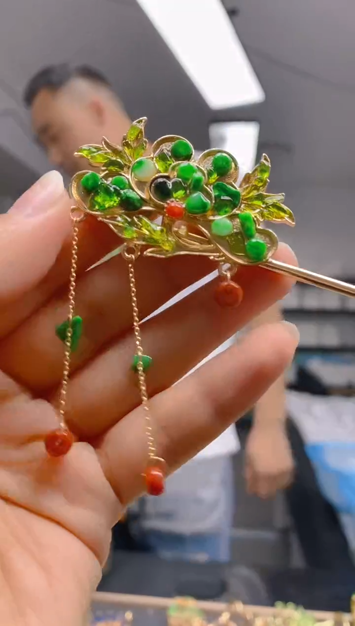 【闪购商品】翡翠耳饰合金0369翡翠发簪