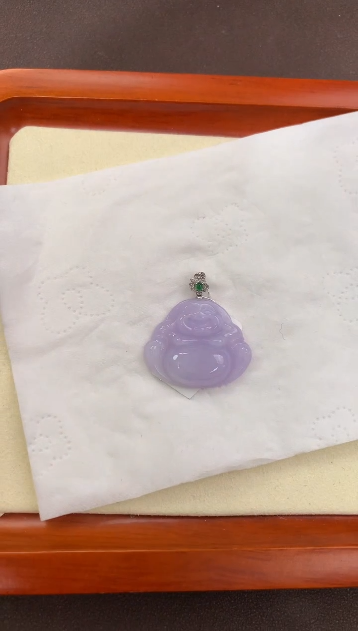 【闪购商品】翡翠颈饰18K金镶嵌天然缅甸a货翡翠