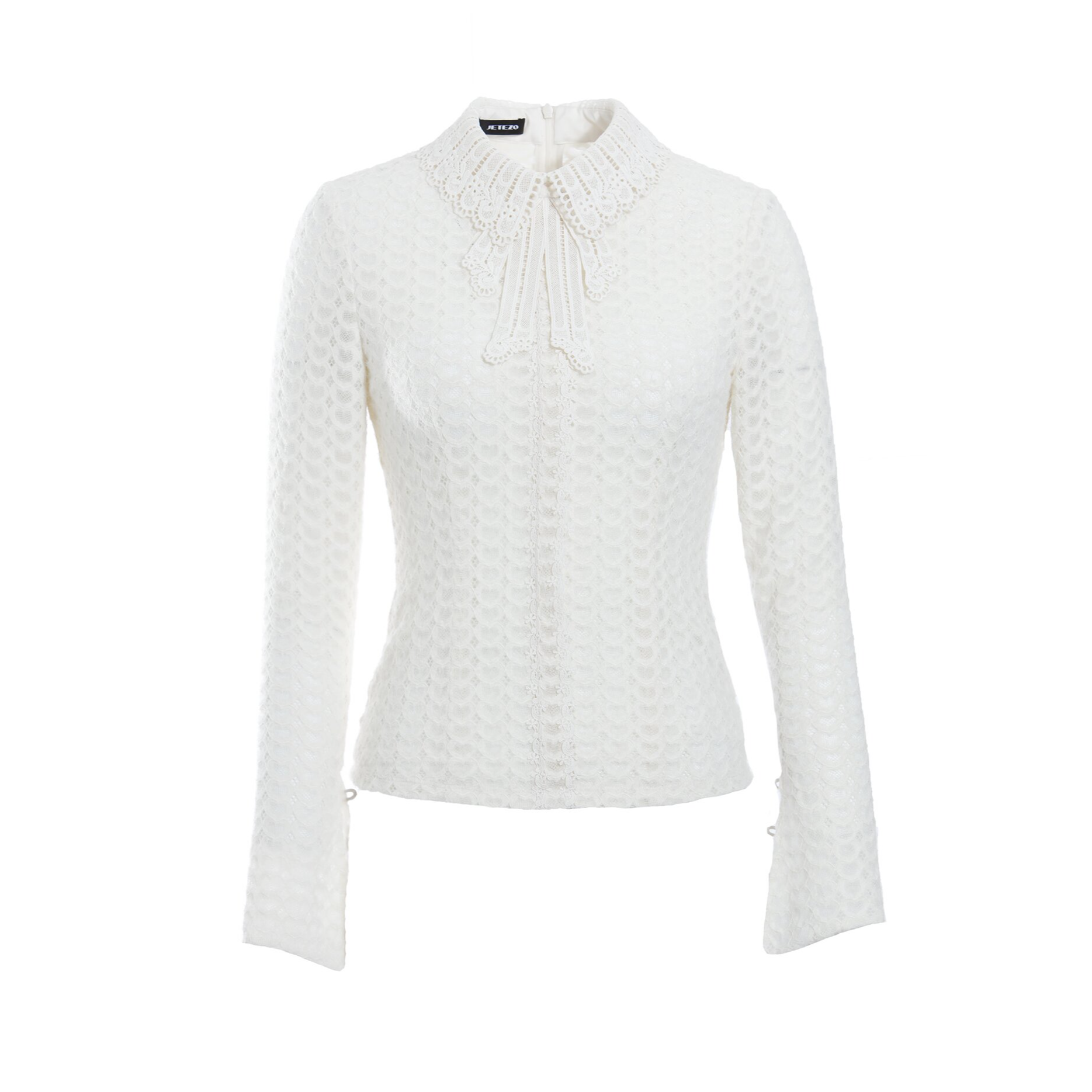 JETEZO/裘堤婼秋冬针织长袖小香风蕾丝甜美衬衣BD15052A1