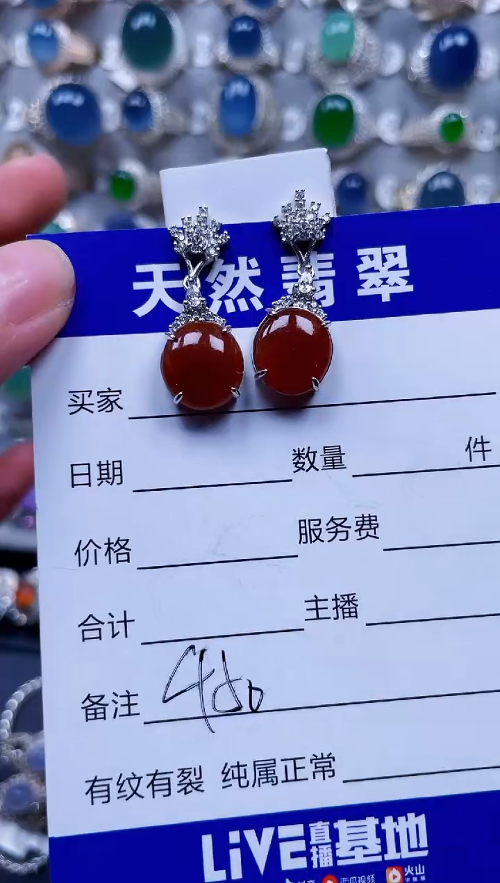 银S925镶嵌翡翠耳饰450