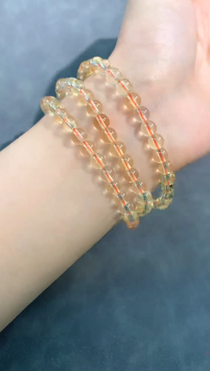 【闪购商品】黄晶手链未镶嵌66号黄水晶三圈6mm