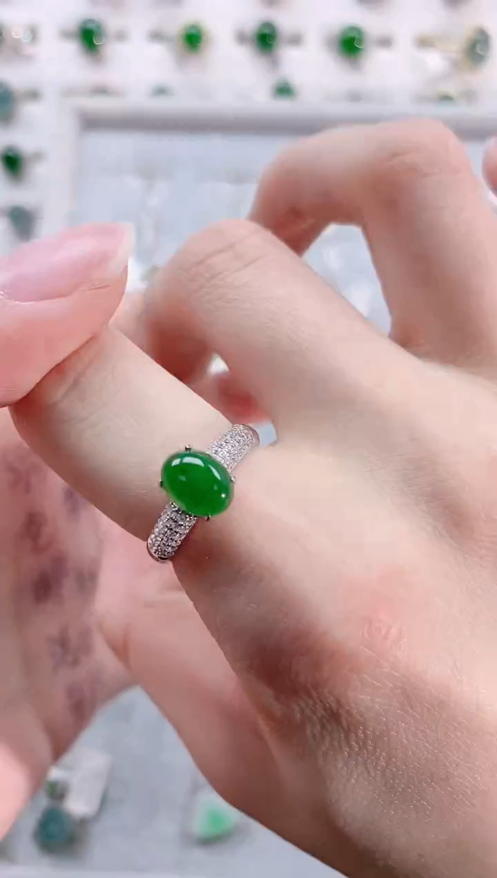 【闪购商品】翡翠戒指银S925镶嵌天然翡翠