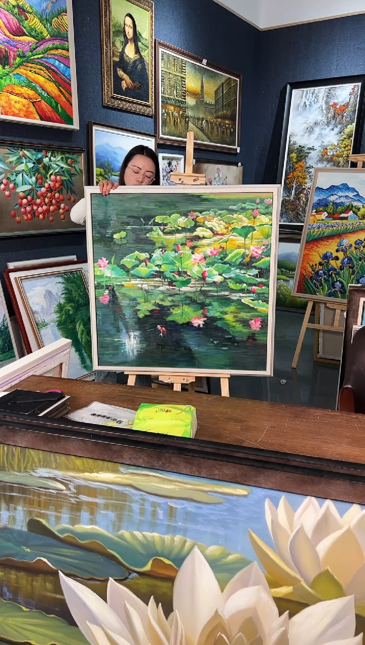 【闪购商品】油画51号 80*80 莲花-手绘油画