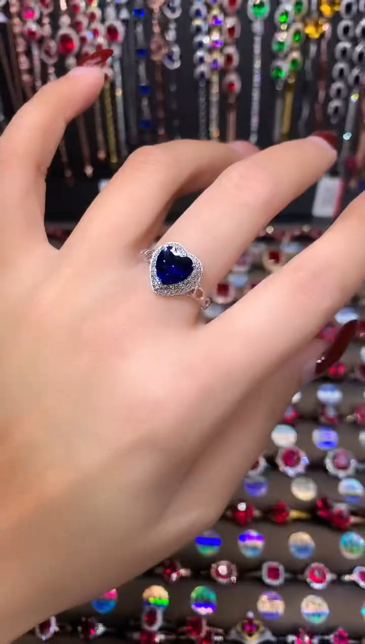 【闪购商品】蓝宝石戒指银S925镶嵌银色