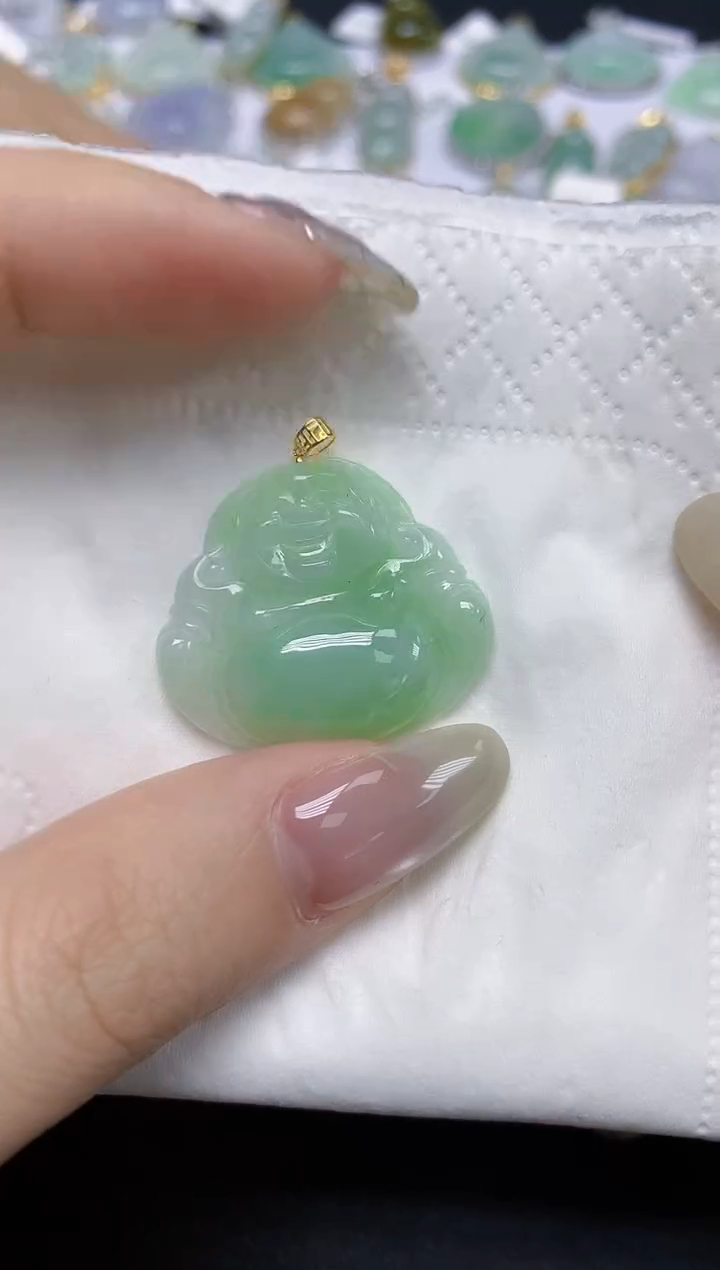 【闪购商品】翡翠18K金镶嵌颈饰天然缅甸翡翠A货