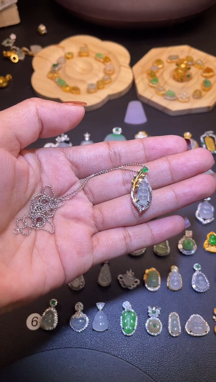 吊坠(不含链)银S925镶嵌翡翠**1