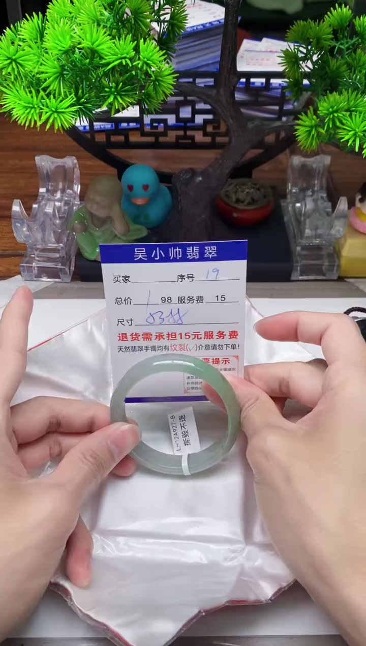 【闪购商品】翡翠手镯未镶嵌19天然A货翡翠需包容瑕疵，介意慎拍