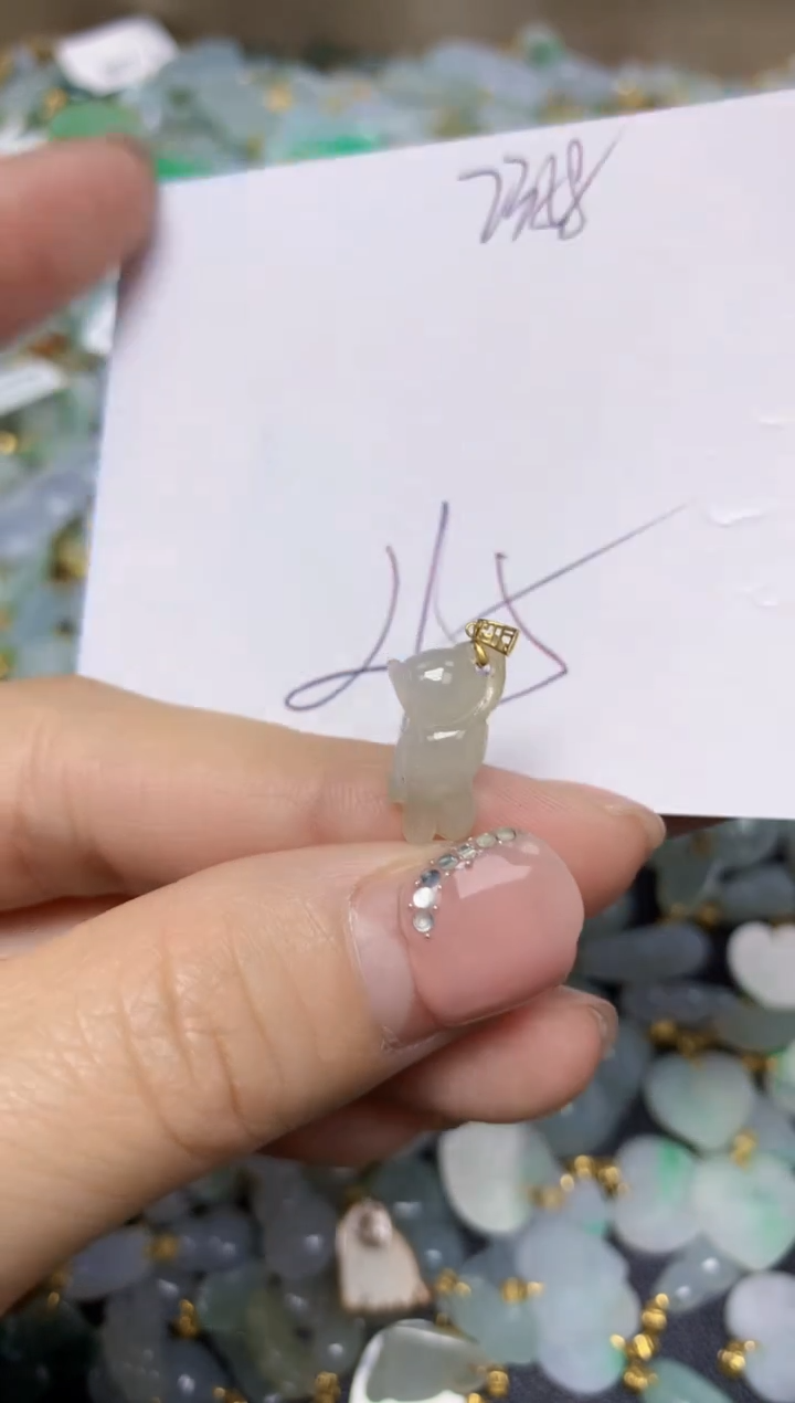 【闪购商品】翡翠挂件18K金镶嵌 天然翡翠A货