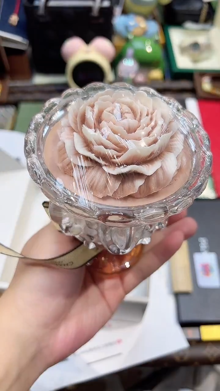 瓷片咖脚杯山茶花香薰蜡烛-咖色..