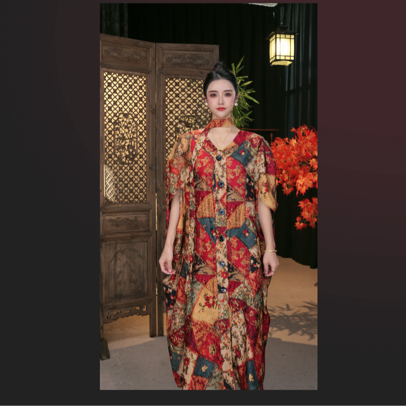 【百福】阔太太时髦服装夏季宽松袍子网红时尚炸街新款女装连衣裙