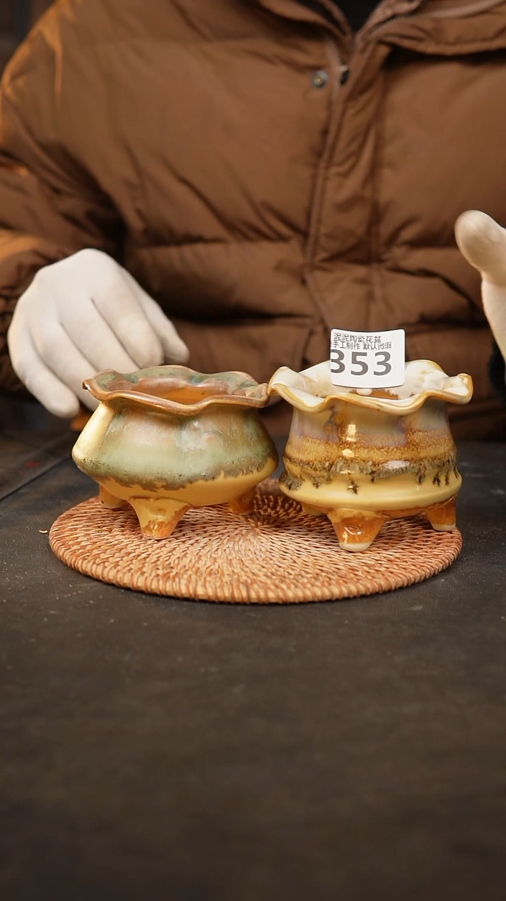 【闪购商品】瓷片353泥泥手工花盆