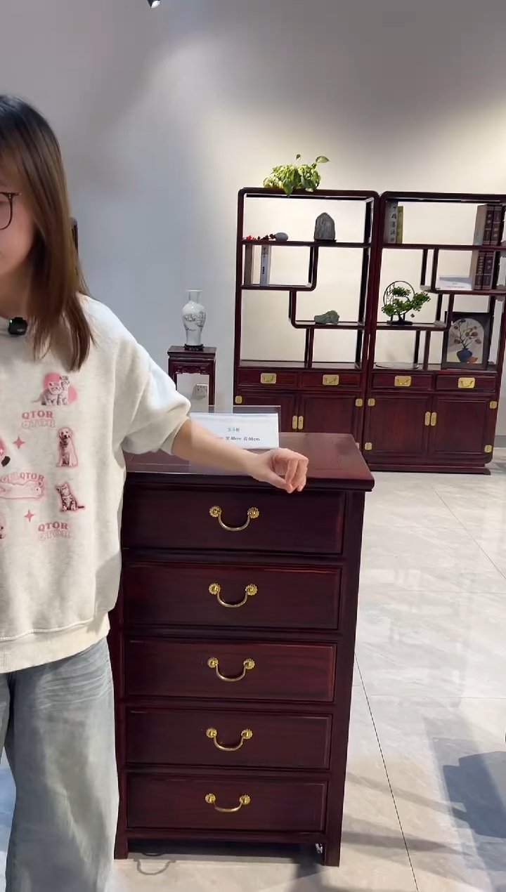 黑酸枝木类储物柜勇**惧小五斗一只