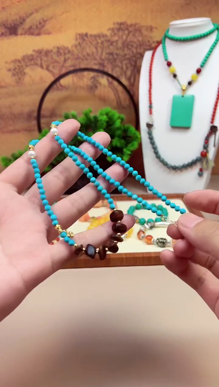 玛瑙/玉髓颈饰14K金镶嵌X142