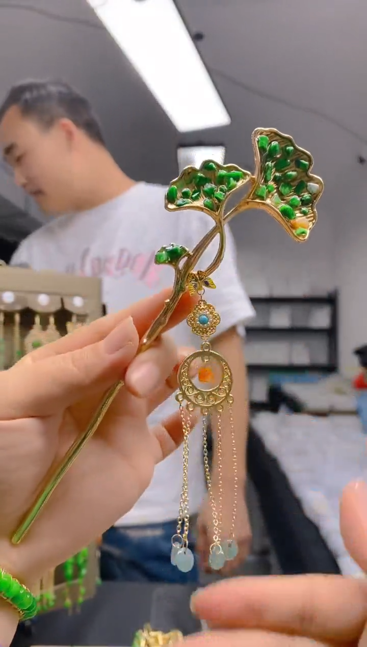 【闪购商品】翡翠耳饰合金081翡翠发簪