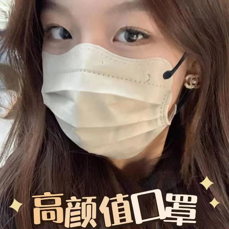 时尚蝴蝶口罩一次性三层防护显脸小立体高颜值莫兰迪色系独立包装