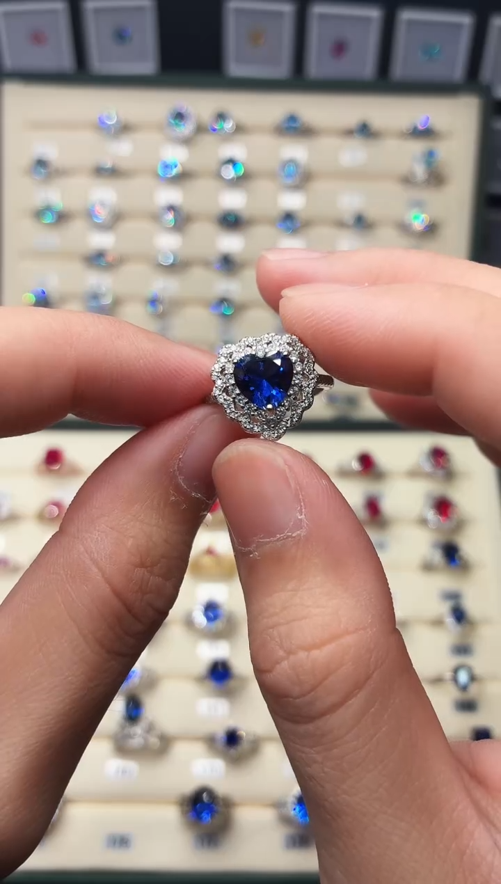 戒指蓝宝石银S925镶嵌1888