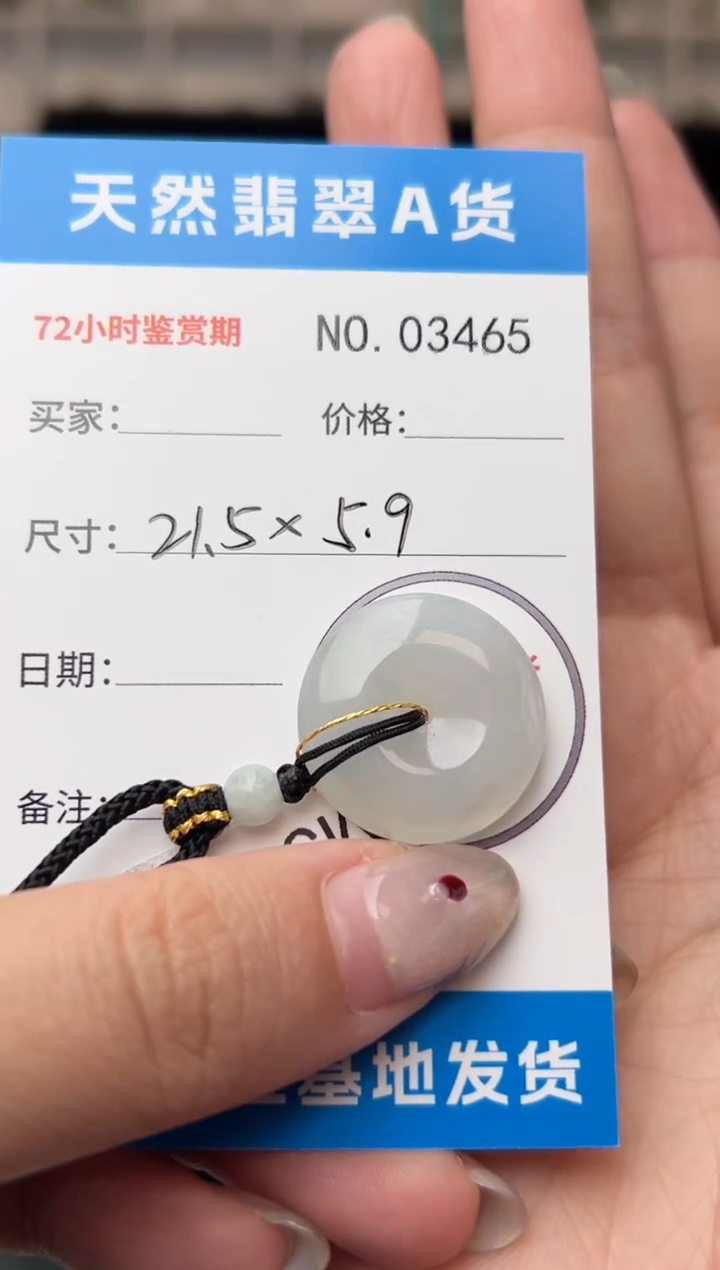 【闪购商品】翡翠颈饰未镶嵌平安扣3465