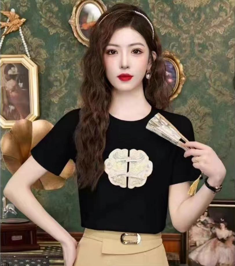 C902#黑【木兮兮专属】202夏季新款中式设计气质显瘦时尚百搭上衣