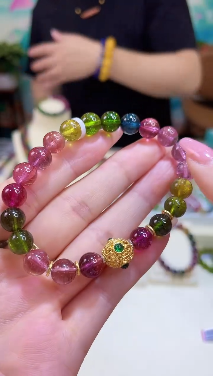 【闪购商品】碧玺手链18K金镶嵌@@ZY30526052