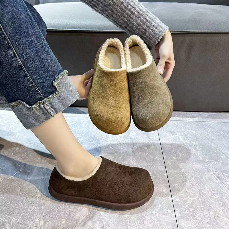 【品牌特卖】预TT066勃肯鞋加绒加厚豆豆棉软底女毛毛鞋雪地靴铁头