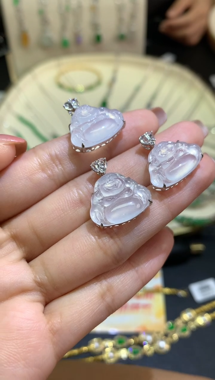 翡翠18K金镶嵌吊坠(不含链)吊坠多样性发其一A255|3980