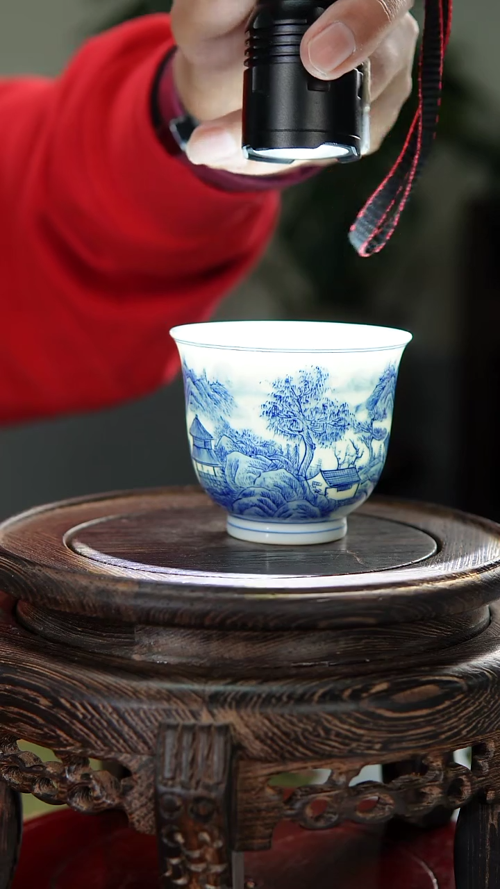 【闪购商品】009小王严选青花山水风景画片铃铛杯