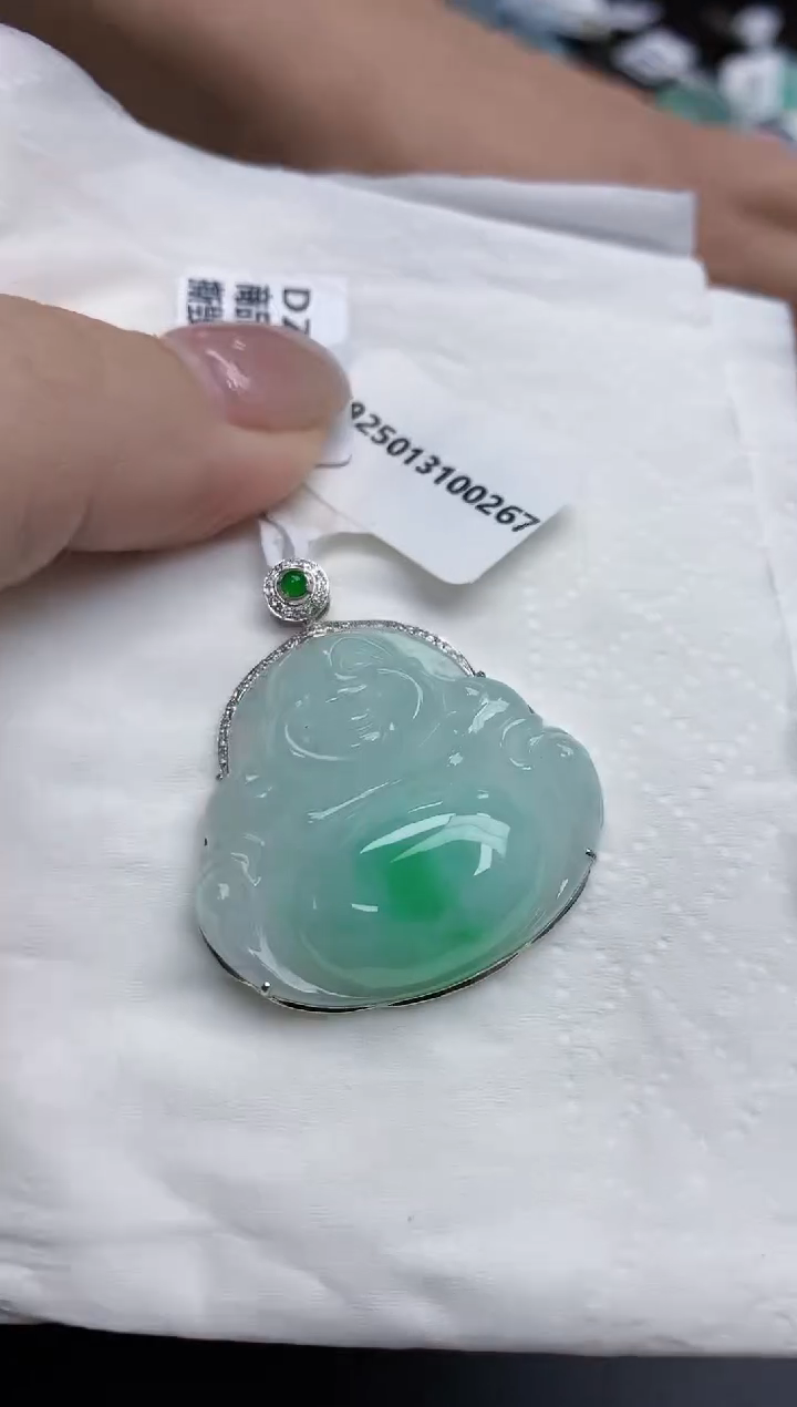 【闪购商品】翡翠颈饰18K金镶嵌天然缅甸翡翠A货