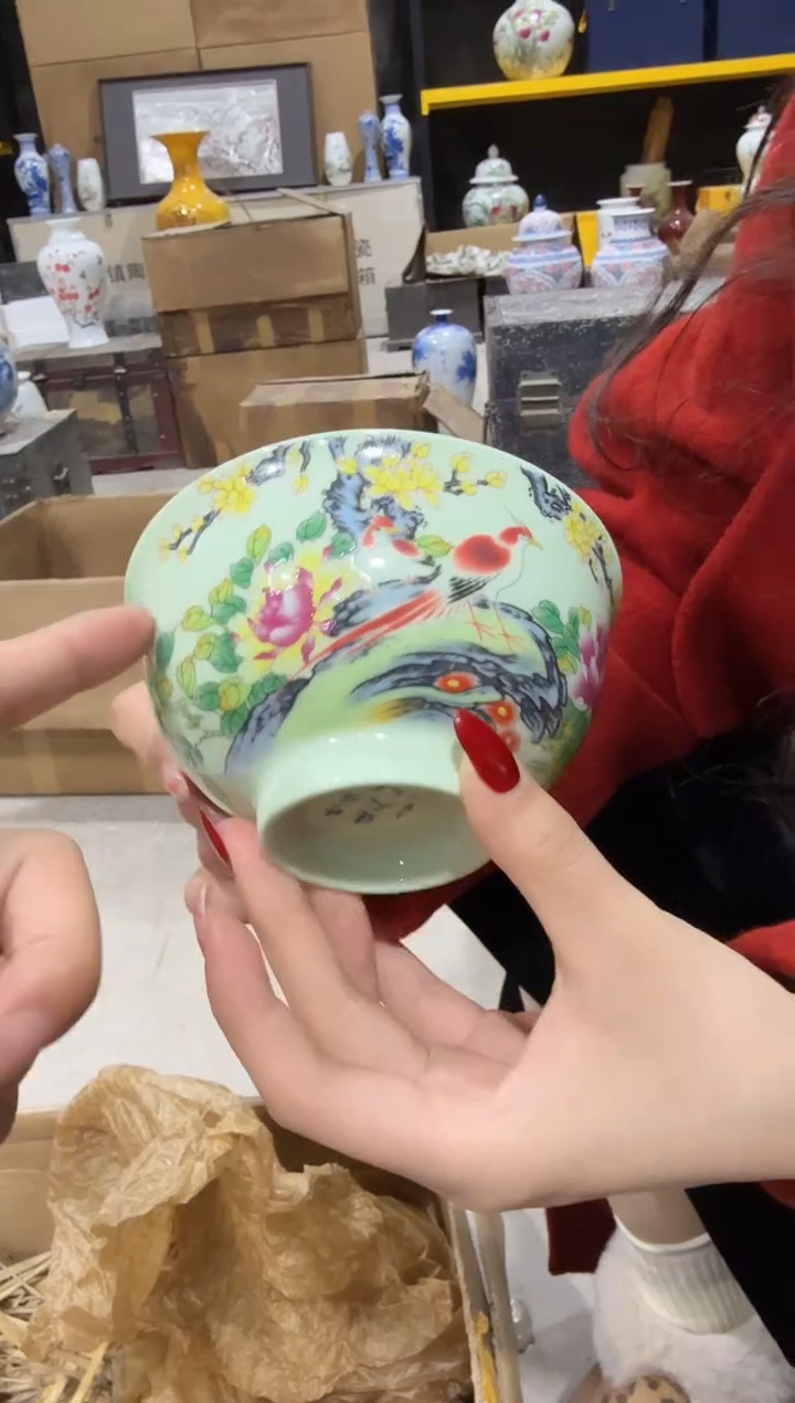 碗陶瓷绿稀富贵锦鸡4英寸碗+礼盒