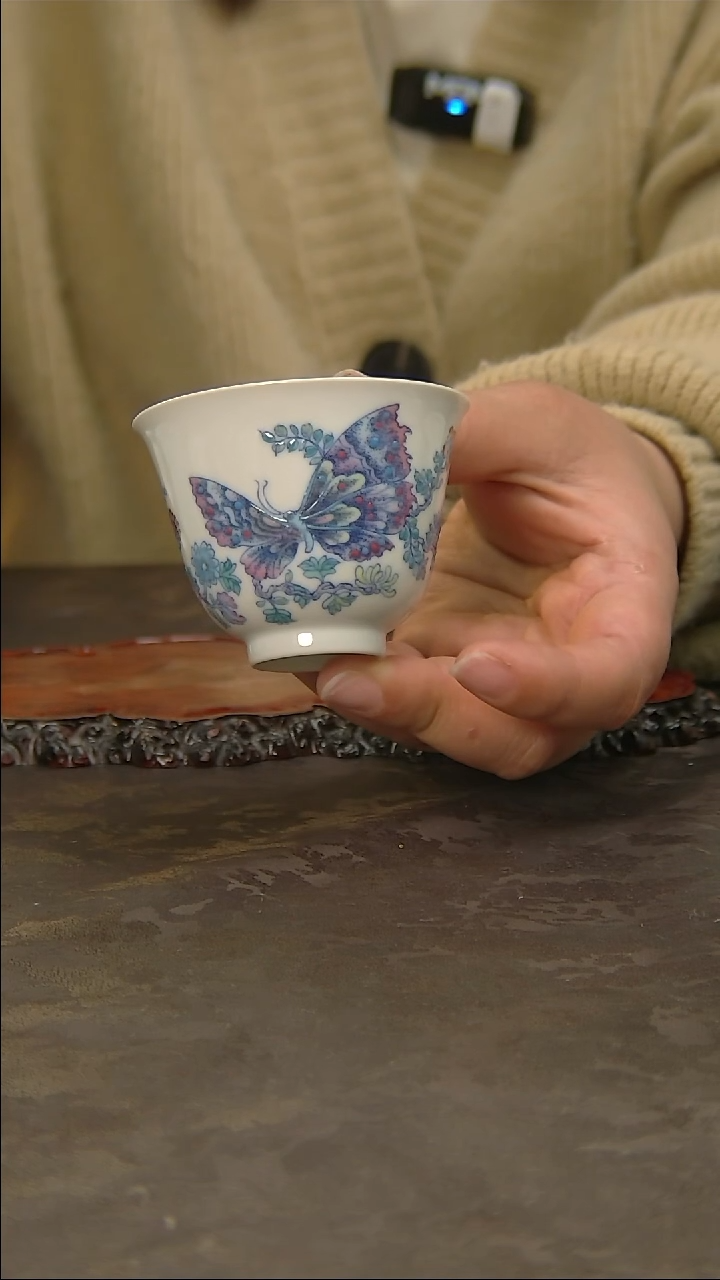 【闪购商品】空山明月青花斗彩蝴蝶主人杯