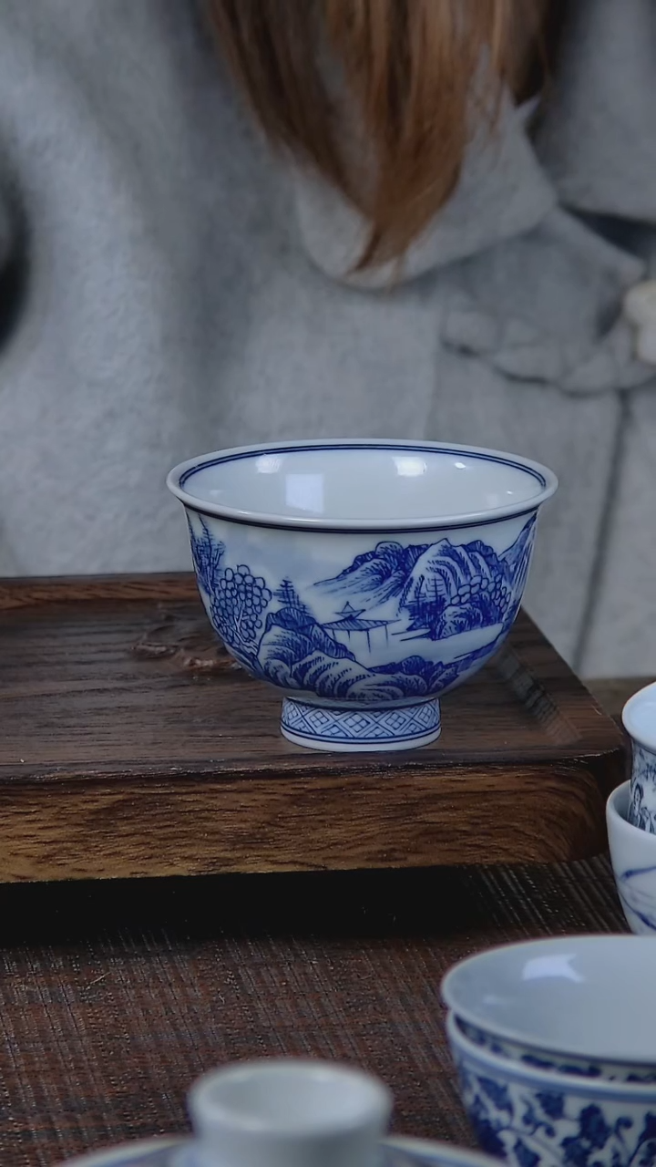 【闪购商品】折葵非器手工手绘山水高足杯