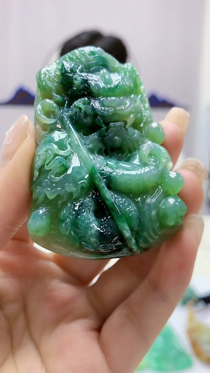 定制翡翠未镶嵌4917ms-毛货龙牌47