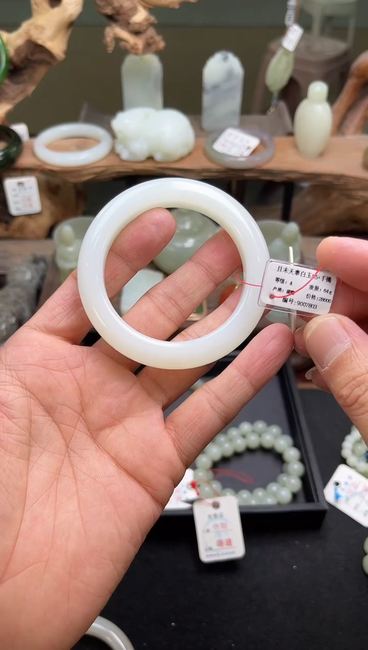 和田玉未镶嵌手镯且末天泰白玉手镯55+圈9007803