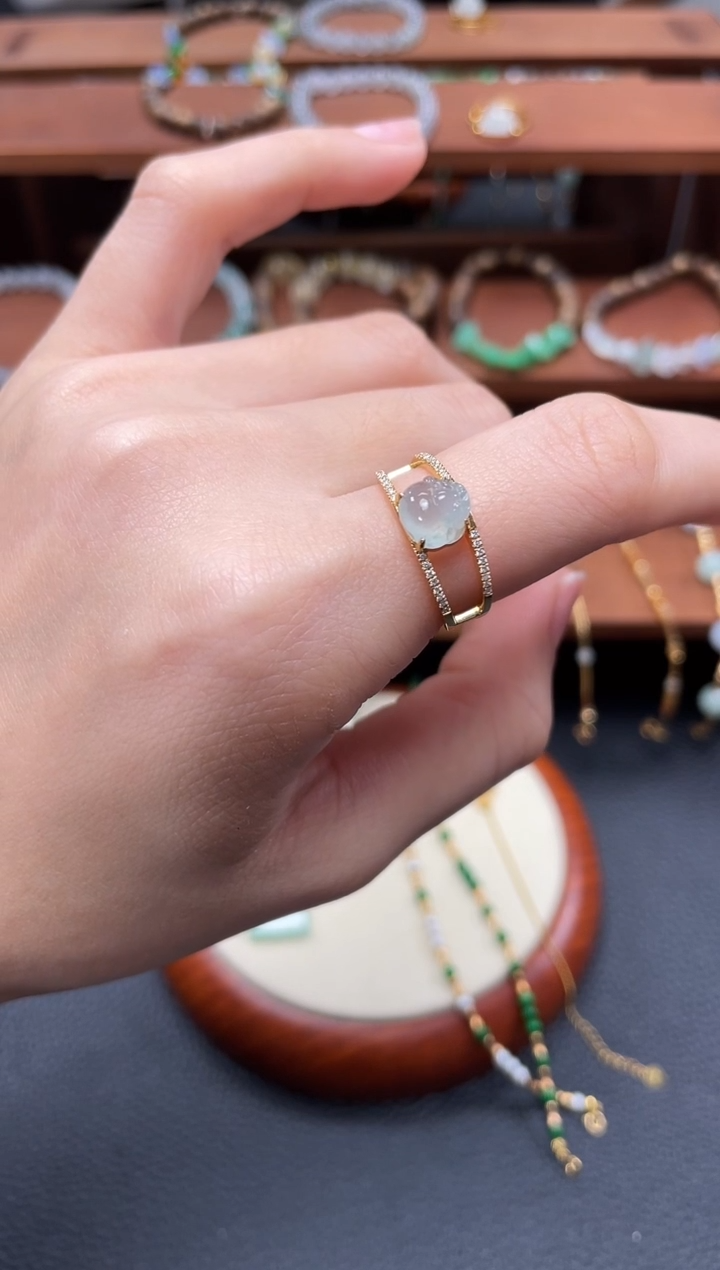 【闪购商品】翡翠戒指18K金镶嵌一个  JK619