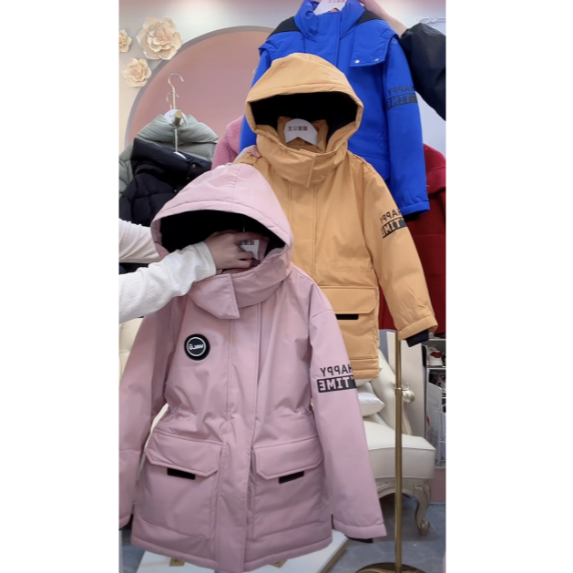 冬季女童新国标加厚防寒白鸭绒羽绒服15415A349