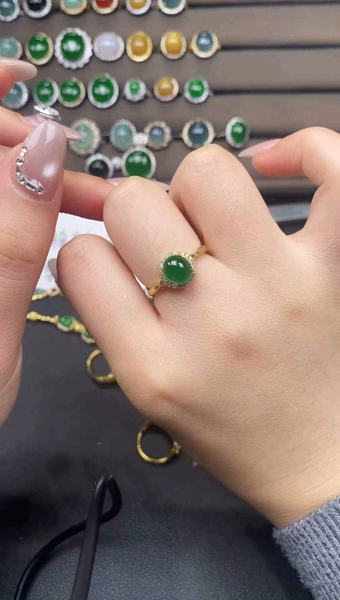 银S925镶嵌戒指翡翠111