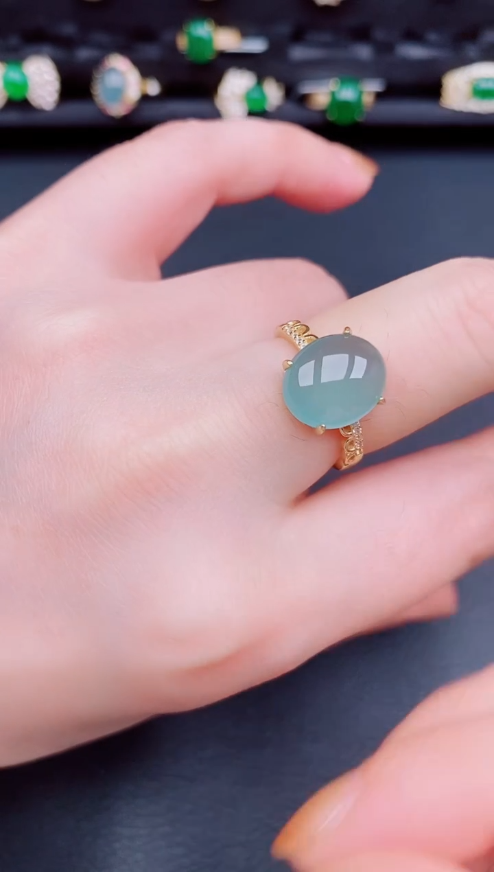 【闪购商品】翡翠戒指银S925镶嵌天然a货翡翠217