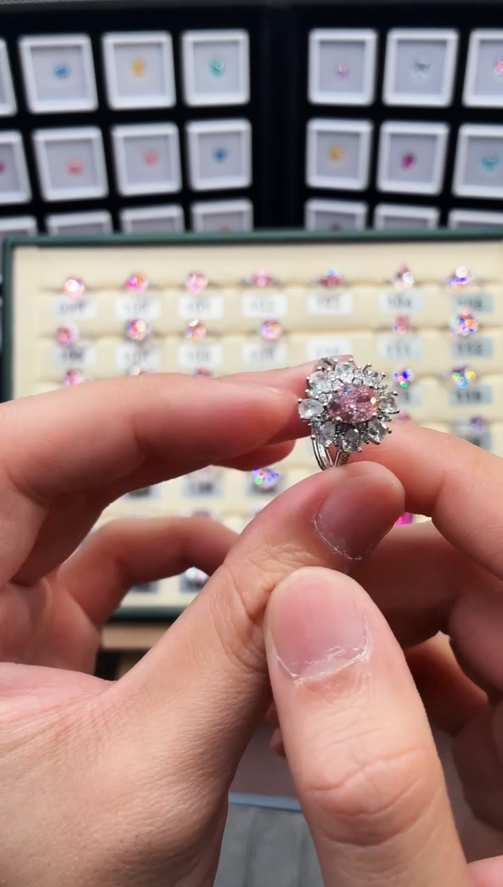 戒指彩色蓝宝石银S925镶嵌699