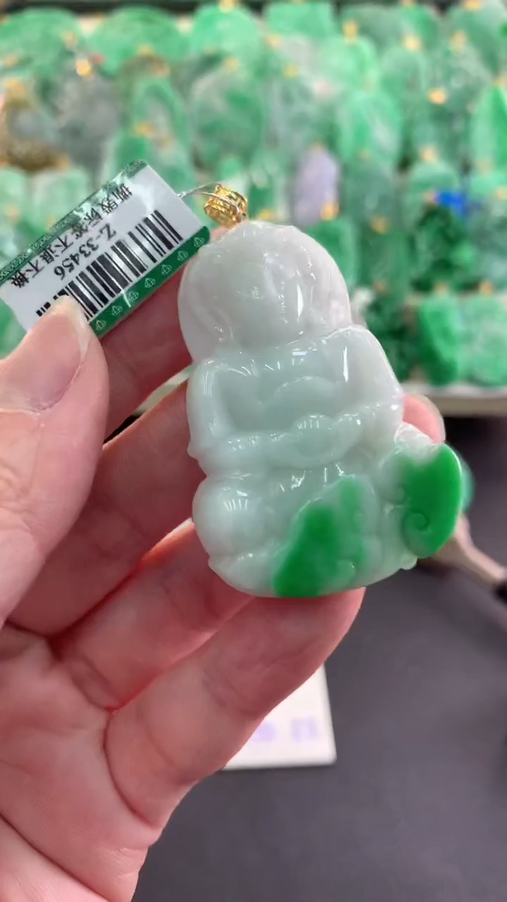 【闪购商品】翡翠吊坠(不含链)18K金镶嵌挂件