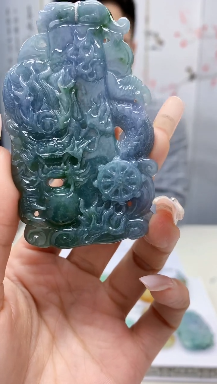 【闪购商品】定制翡翠未镶嵌5153lr-毛货挂件龙27