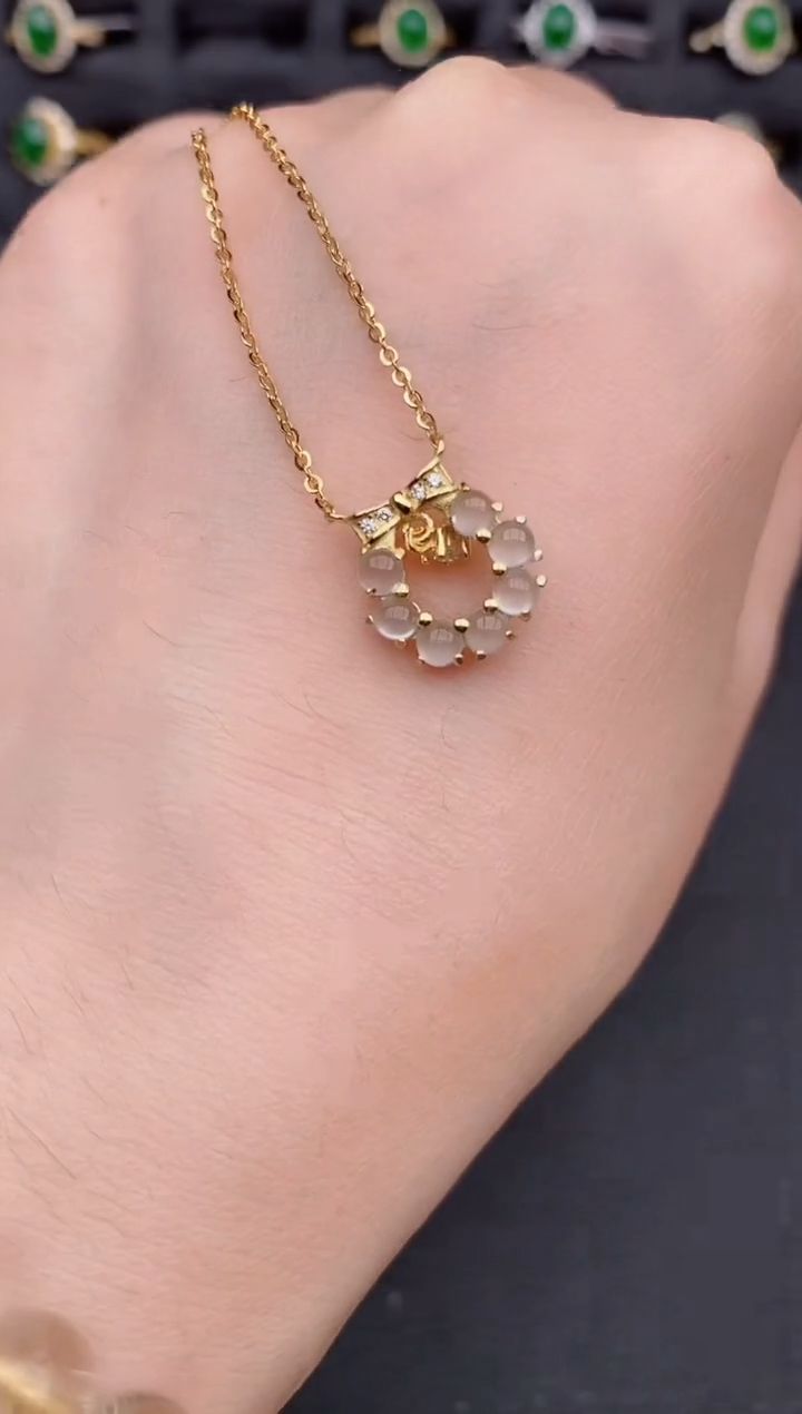 颈饰银S925镶嵌翡翠天然a货翡翠189