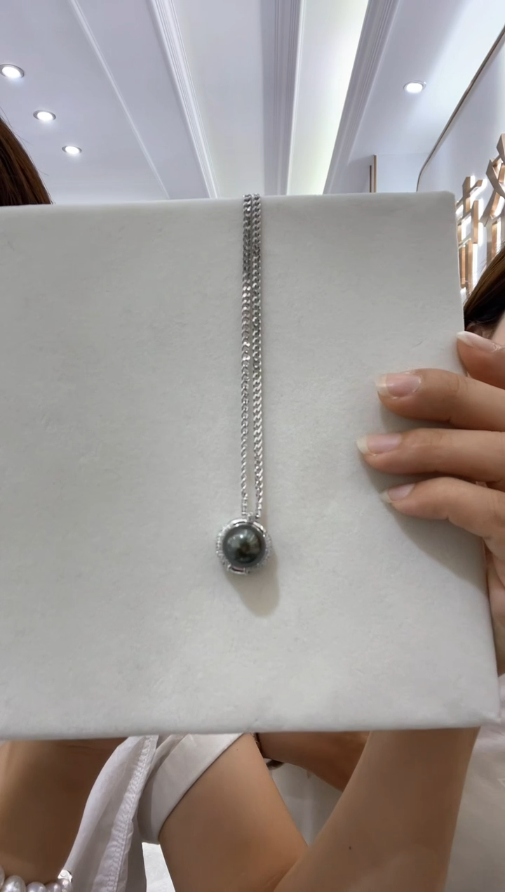 银S925镶嵌海水珍珠吊坠(不含链)大溪地吊坠@@M10