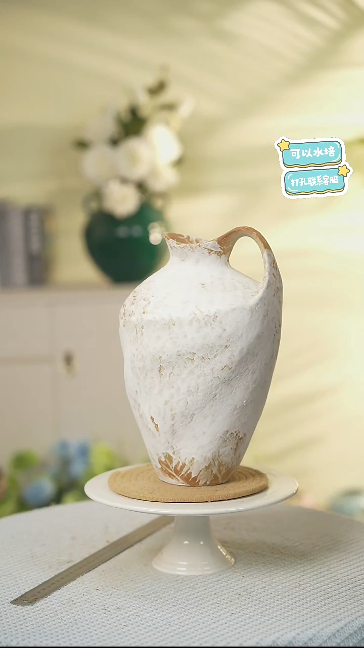 单耳素雪景德镇高温陶瓷花瓶摆件