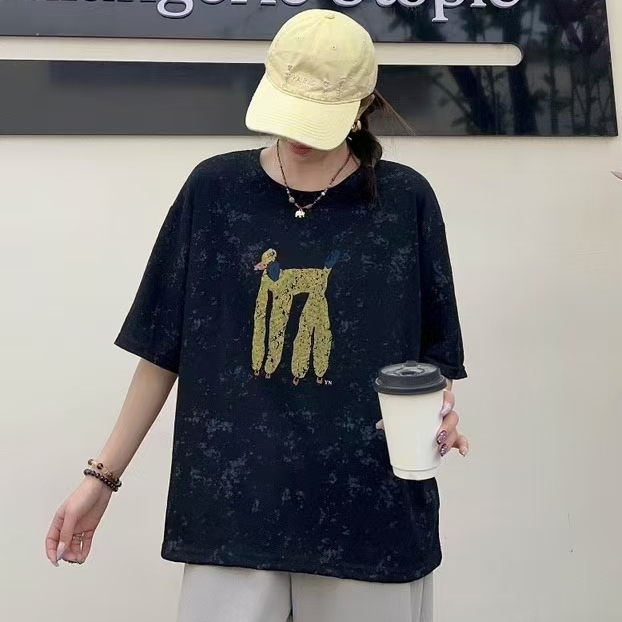 清韵原创麻料定制款文艺复古大版小狗巧巧T恤