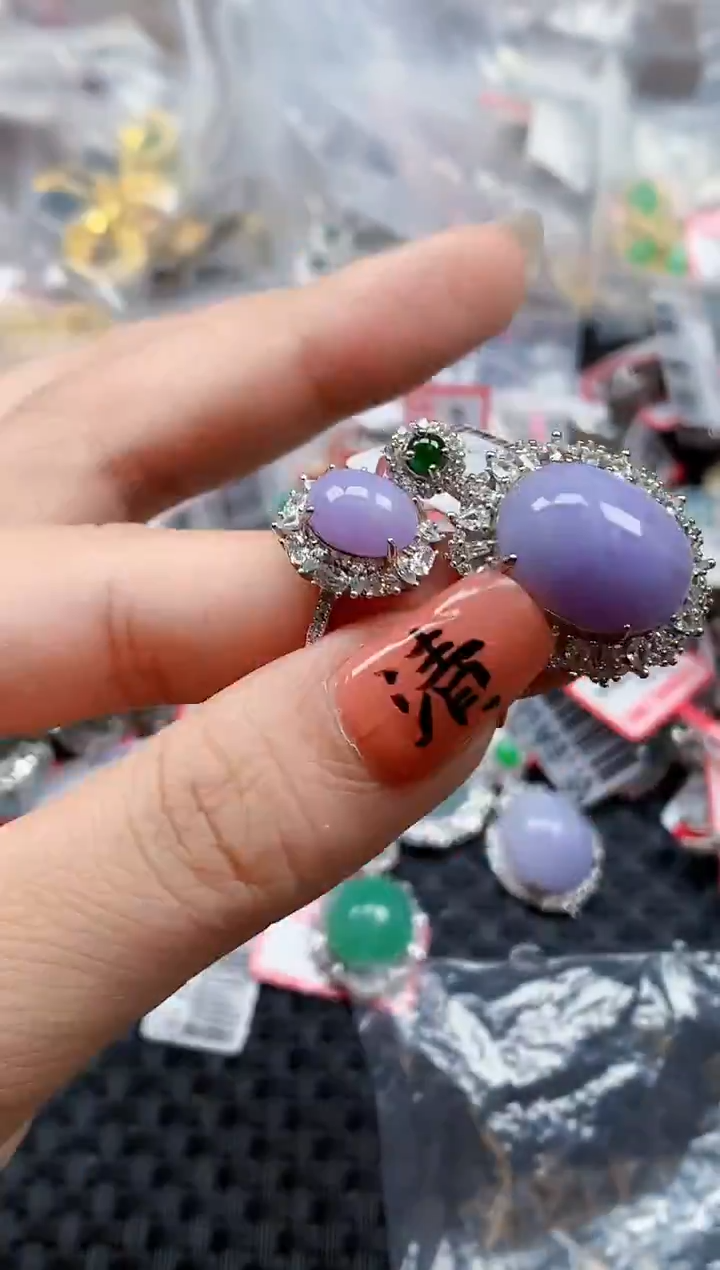 银S925镶嵌戒指翡翠天然A货缅甸翡翠