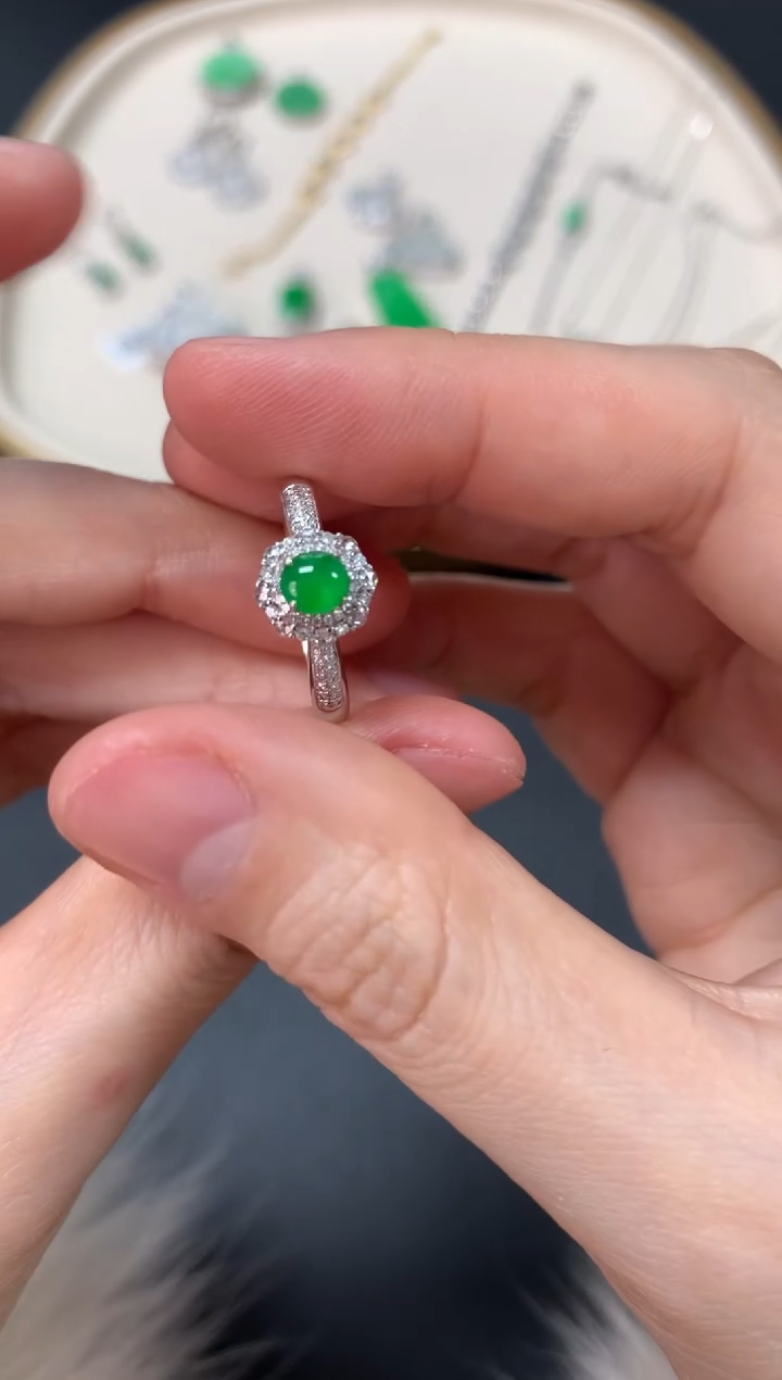 【闪购商品】翡翠戒指18K金镶嵌戒指3980