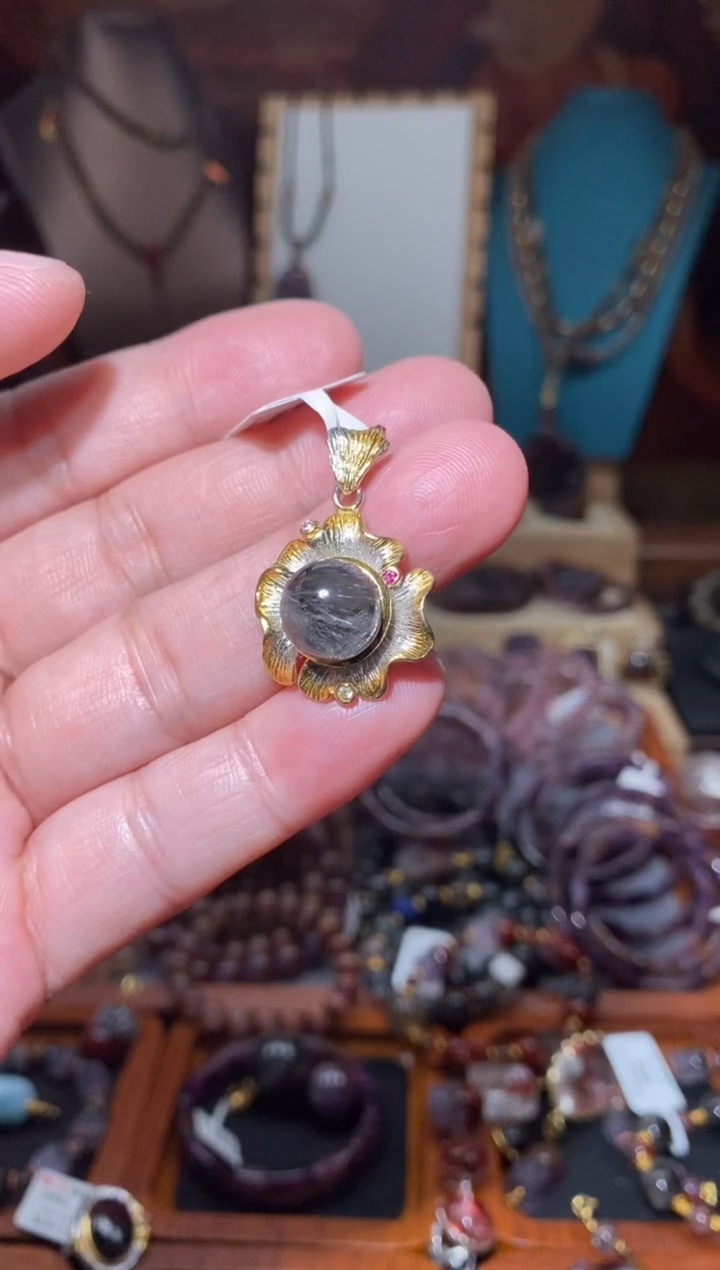 【闪购商品】水晶吊坠未镶嵌黑银钛