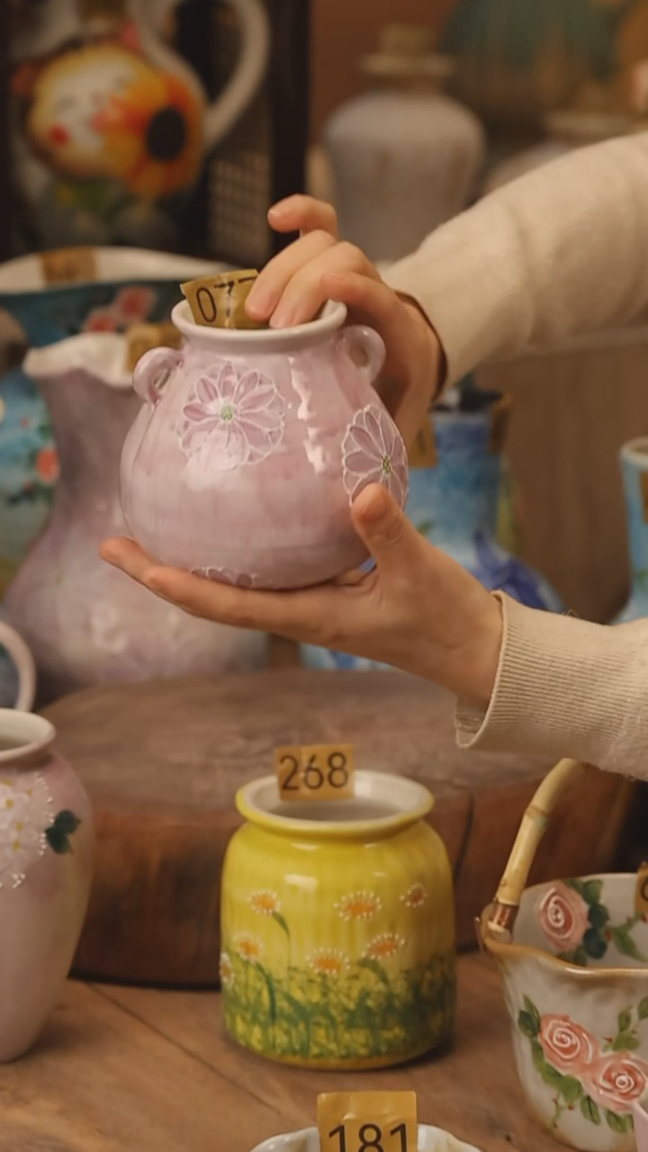 陶瓷景德镇设计师手作花器摆件侘寂风@M077@