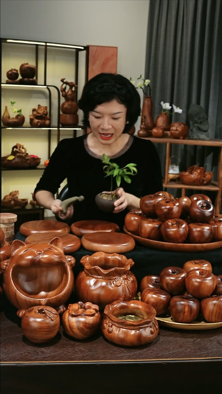 木18公分MB061-3福鼓底座摆件超大号微瑕随缘发其一2988